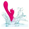 Masseur papillon rechargeable CalExotics Kiss Flutter rose silicone, vue de face ailes déployées