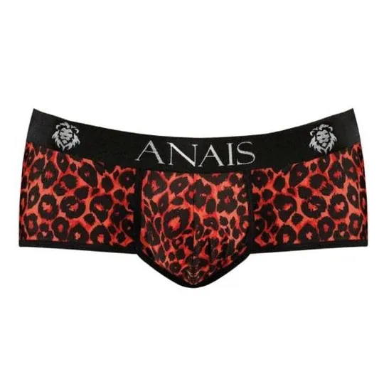 Slip boxer tribal imprimé animal rouge Anais Men en microfibre douce, coupe sportive