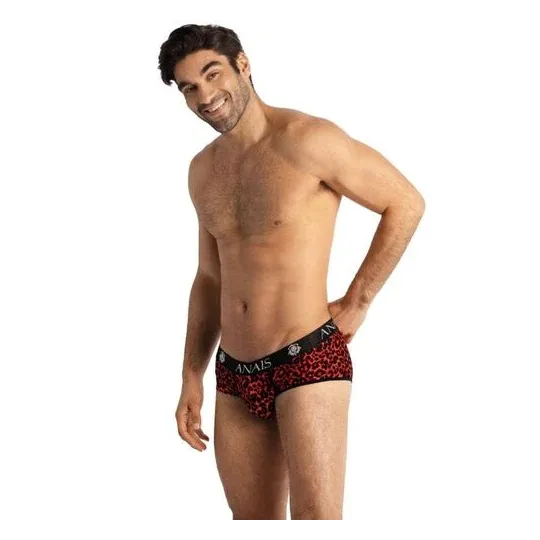 Herren-Slip-Boxer im Animal-Print rot von Anais Men aus weicher Mikrofaser, sportlicher Schnitt