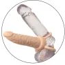 Double pénétrateur vibrant CalExotics couleur chair, rechargeable USB, avec anneau scrotal intégré et 10 modes de vibration