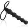 Double pénétrateur perlé noir CalExotics Love Rider en silicone avec perles graduées pour double pénétration