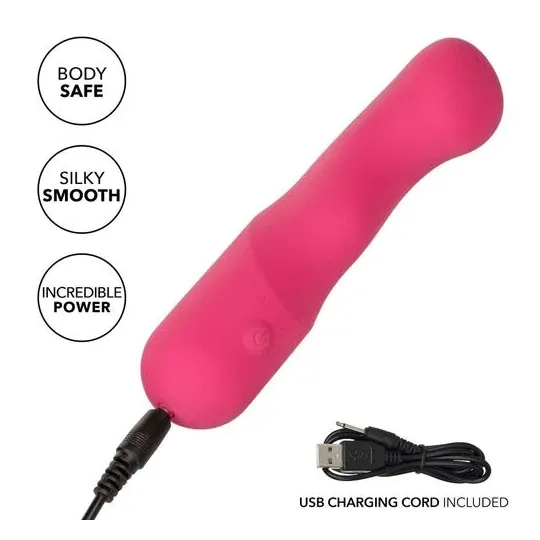 CALEXOTICS Pixies Curvy Rose masseur en silicone rose à pointe flexible et 10 vitesses vibrantes