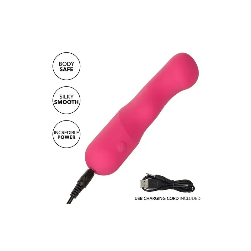 CALEXOTICS Pixies Curvy Rose masseur en silicone rose à pointe flexible et 10 vitesses vibrantes