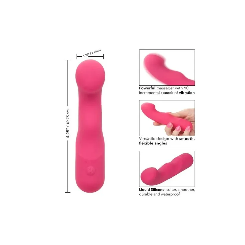CALEXOTICS Pixies Curvy Rose masseur en silicone rose à pointe flexible et 10 vitesses vibrantes