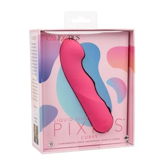 CALEXOTICS Pixies Curvy Rose masseur en silicone rose à pointe flexible et 10 vitesses vibrantes