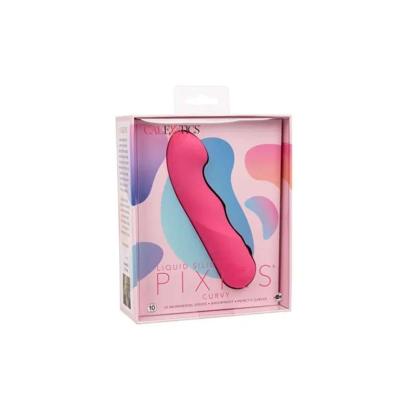 CALEXOTICS Pixies Curvy Rose masseur en silicone rose à pointe flexible et 10 vitesses vibrantes