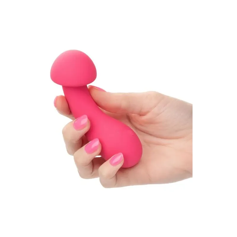 Masseur intime CalExotics Pixies Exciter rose en silicone liquide avec tête flexible et 10 vitesses.