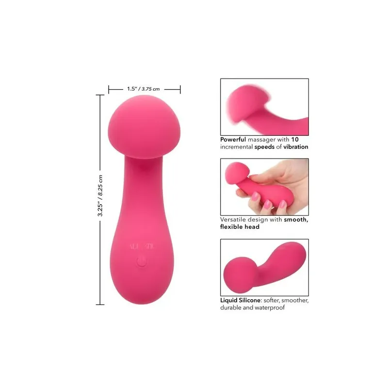 Masseur intime CalExotics Pixies Exciter rose en silicone liquide avec tête flexible et 10 vitesses.