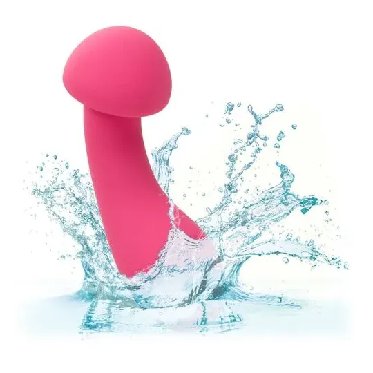 Masseur intime CalExotics Pixies Exciter rose en silicone liquide avec tête flexible et 10 vitesses.