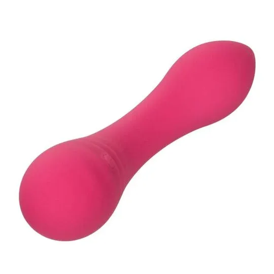 CalExotics Pixies Teaser Rose – masseur vibrant en silicone liquide rose et courbé, rechargeable et étanche