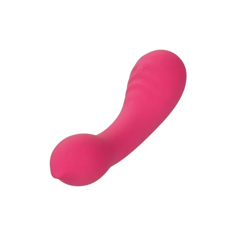 CalExotics Pixies Teaser Rose – masseur vibrant en silicone liquide rose et courbé, rechargeable et étanche