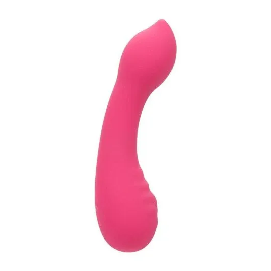 CalExotics Pixies Teaser Rose – masseur vibrant en silicone liquide rose et courbé, rechargeable et étanche