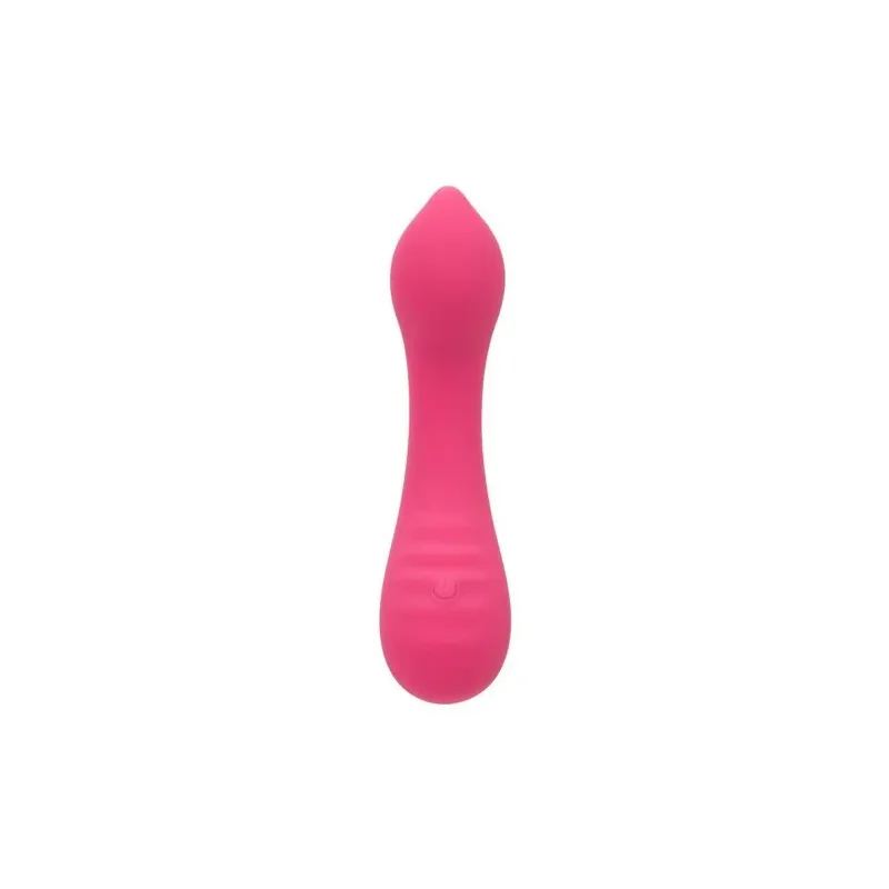 CalExotics Pixies Teaser Rose – masseur vibrant en silicone liquide rose et courbé, rechargeable et étanche