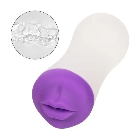 Poignée de gorge profonde CALEXOTICS en TPE bicolore, masturbateur avec nervures internes et aspiration, double densité.