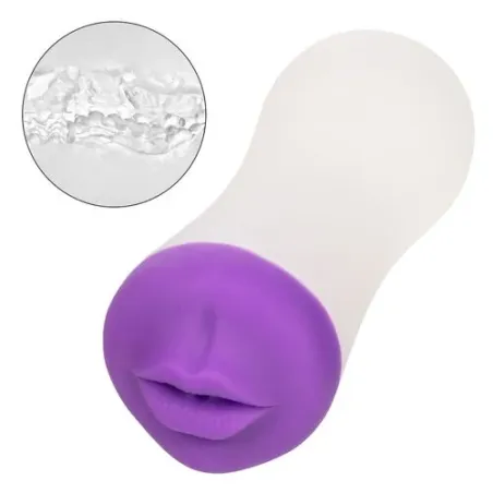 Poignée de gorge profonde CALEXOTICS en TPE bicolore, masturbateur avec nervures internes et aspiration, double densité.