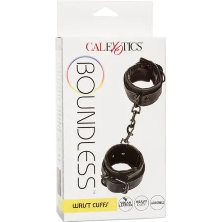 Vue d'ensemble des poignets de contrainte rembourrés CALEXOTICS noirs avec boucles réglables.