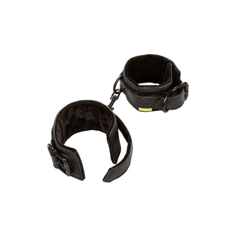 Vue d'ensemble des poignets de contrainte rembourrés CALEXOTICS noirs avec boucles réglables.