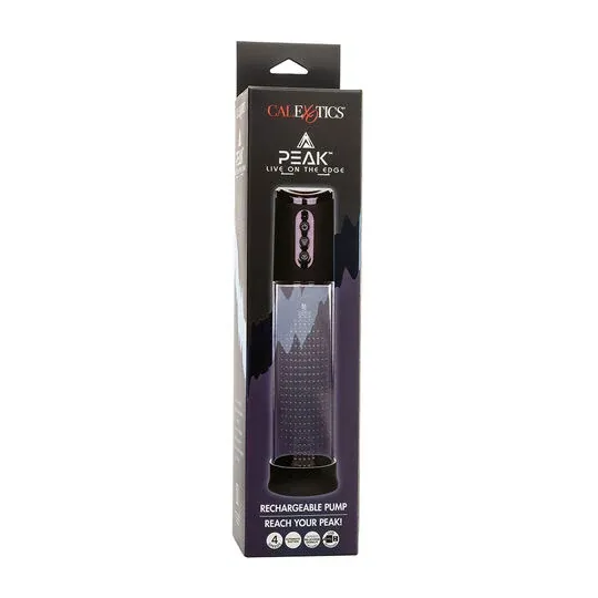 Pompe d'aspiration rechargeable Calexotics Peak noire 4 vitesses cylindre transparent anneau silicone