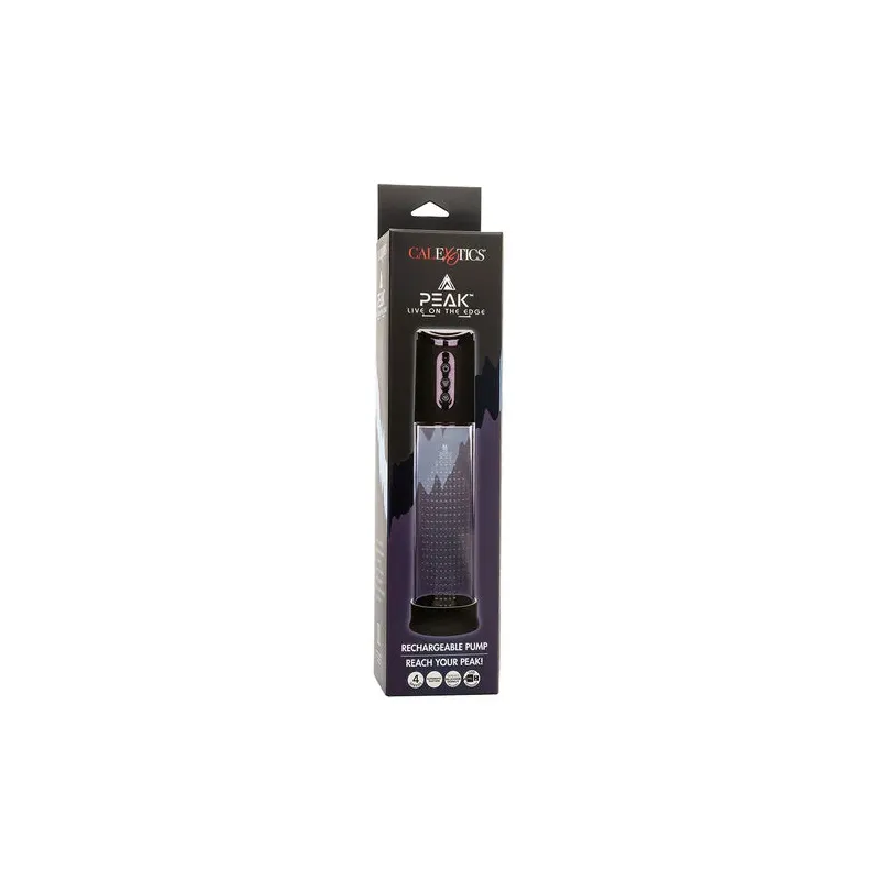 Pompe d'aspiration rechargeable Calexotics Peak noire 4 vitesses cylindre transparent anneau silicone