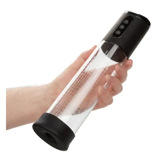 Pompe d'aspiration rechargeable Calexotics Peak noire 4 vitesses cylindre transparent anneau silicone