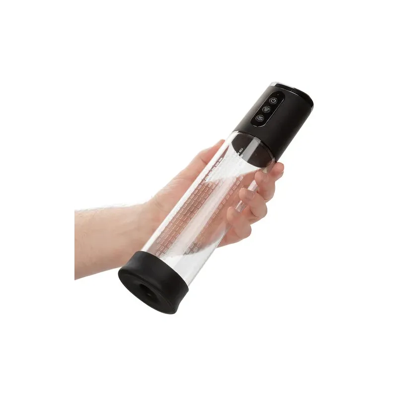 Pompe d'aspiration rechargeable Calexotics Peak noire 4 vitesses cylindre transparent anneau silicone