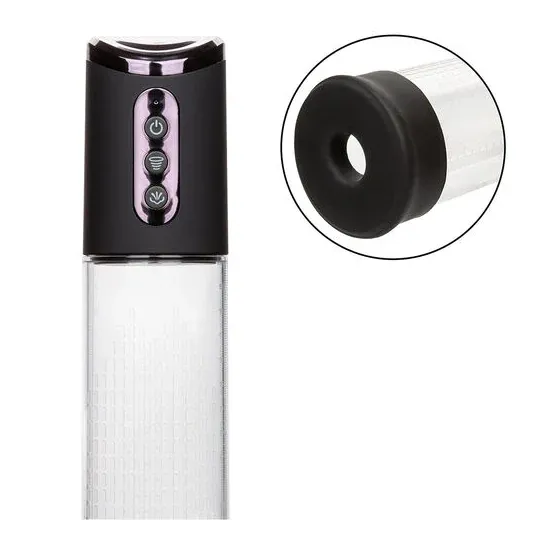 Pompe d'aspiration rechargeable Calexotics Peak noire 4 vitesses cylindre transparent anneau silicone