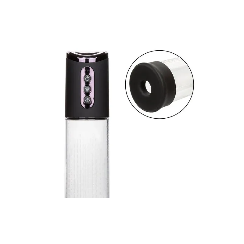 Pompe d'aspiration rechargeable Calexotics Peak noire 4 vitesses cylindre transparent anneau silicone