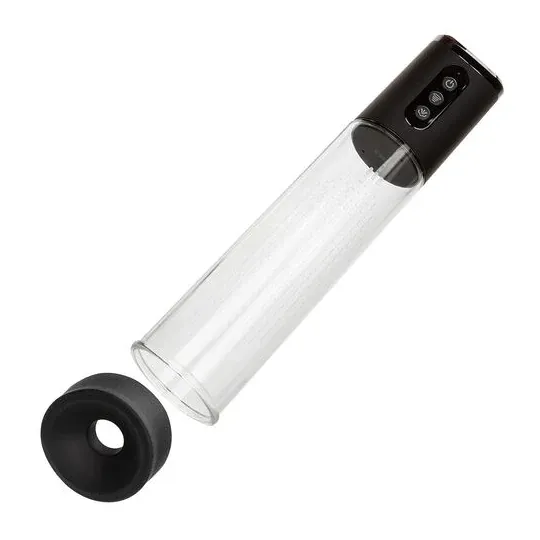 Pompe d'aspiration rechargeable Calexotics Peak noire 4 vitesses cylindre transparent anneau silicone