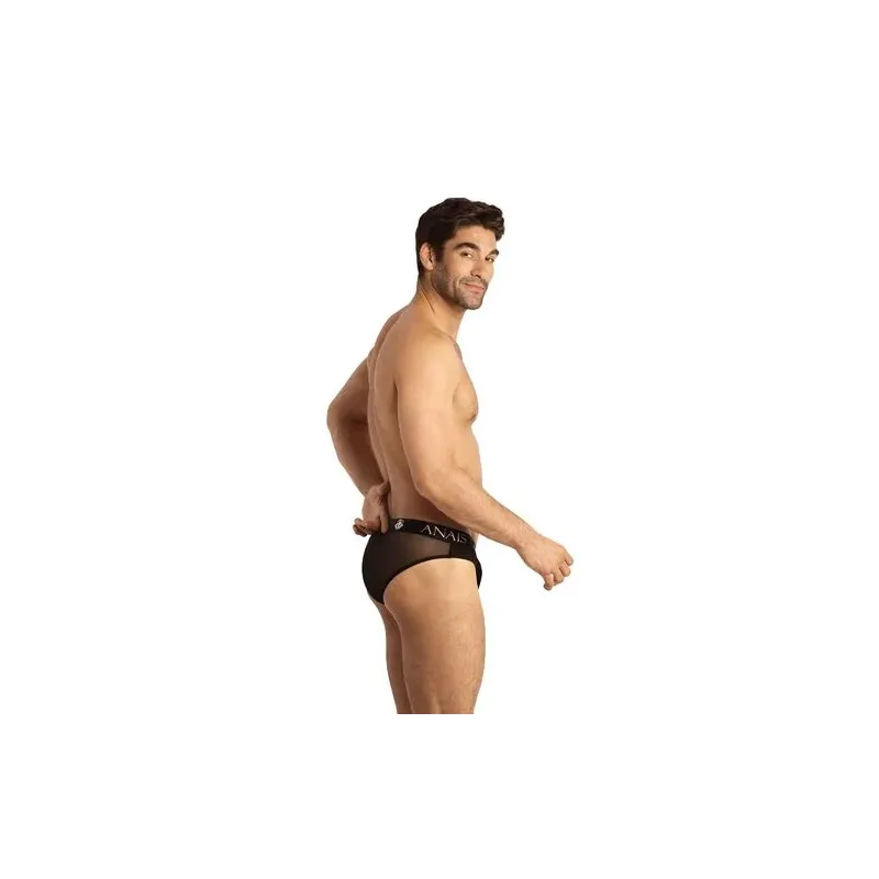 slip sexy homme en tulle noir Anais Men, finition noire élégante, taille élastique confortable