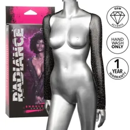 Shrug da spalla in mesh nero estensibile con strass lucenti, CalExotics Radiance