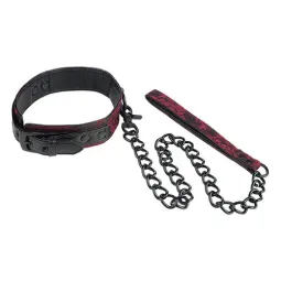 Collier réversible noir et rouge CalExotics avec laisse chaîne amovible, intérieur moelleux PVC pour jeux de domination