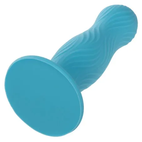 Plug anal ondulé bleu Calexotics en silicone - vue d'ensemble des courbes pour stimulation