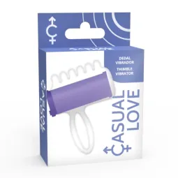 Stimolatore per dito testurizzato in lilla CASUAL LOVE in TPR flessibile con piccole bolle e pila LR54 inclusa