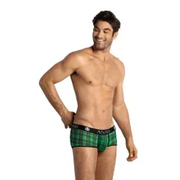 Slip homme ANAIS MEN Magic Brief à carreaux vert et noir, tissu lycra doux et confortable, coupe sexy