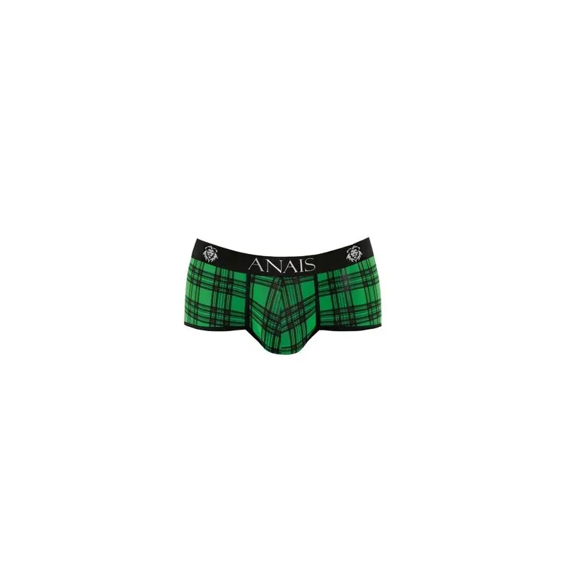 Men's brief ANAIS MEN Magic Brief in green and black checkered pattern, soft lycra fabric, comfortable and sexy