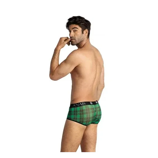 Men's brief ANAIS MEN Magic Brief in green and black checkered pattern, soft lycra fabric, comfortable and sexy