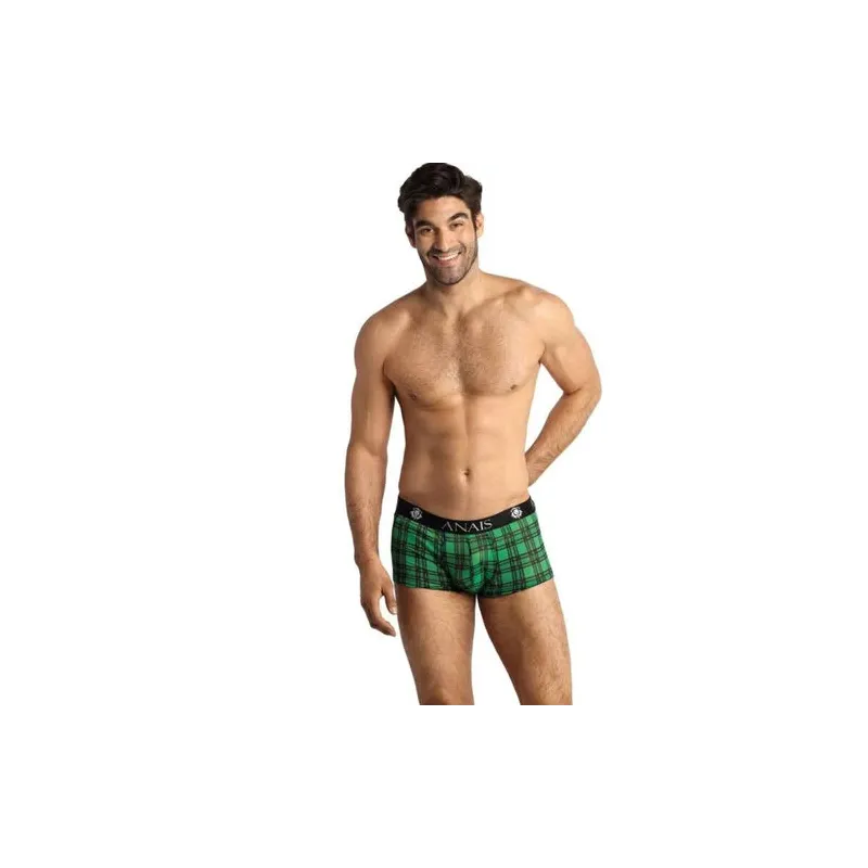 Boxer sexy hombre ANAIS MEN a cuadros verde y negro en Lycra elástico, cintura elástica cómoda.