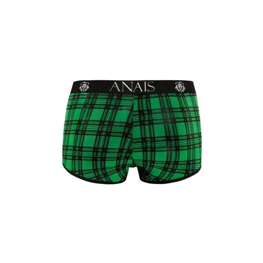 Boxer sexy hombre ANAIS MEN a cuadros verde y negro en Lycra elástico, cintura elástica cómoda.