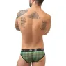 Sexy men's slip checkered green black front view - ANAIS MEN - soft lycra elastic waistband