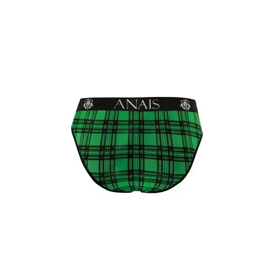 Slip uomo sexy a quadri verde nero vista frontale - ANAIS MEN - lycra morbido elastico vita