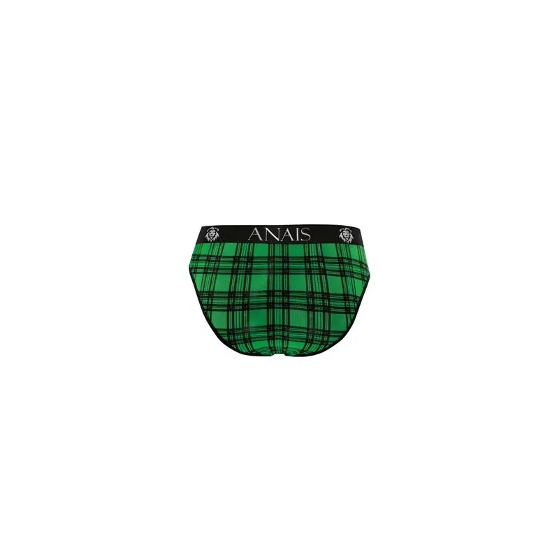 Slip uomo sexy a quadri verde nero vista frontale - ANAIS MEN - lycra morbido elastico vita