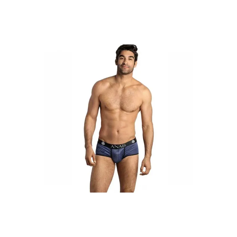 Slip uomo ANAIS in tulle a righe nero e blu navy, gambe corte, vestibilità sportiva