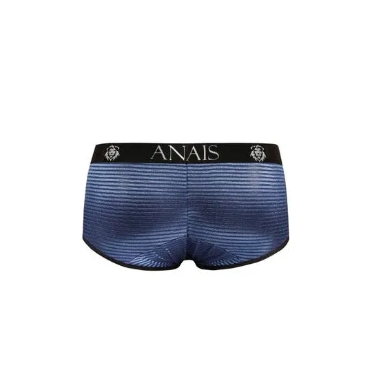 Men's briefs ANAIS in black and navy striped tulle, short legs, sporty fit