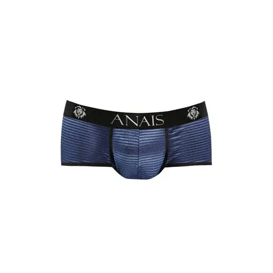 Slip uomo ANAIS in tulle a righe nero e blu navy, gambe corte, vestibilità sportiva