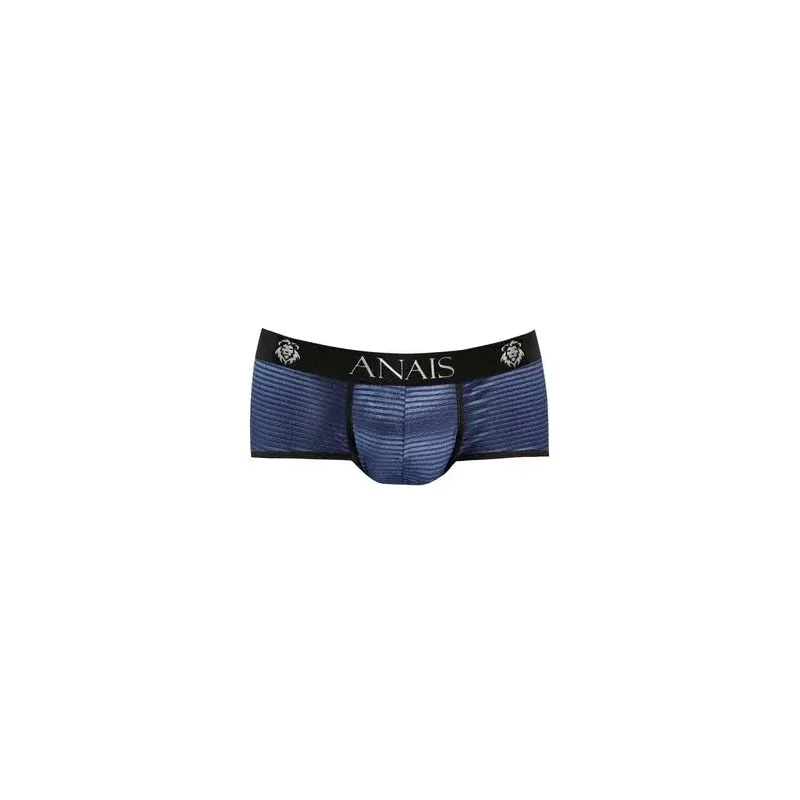 Slip hombre ANAIS en tul rayado negro y azul marino, piernas cortas, ajuste deportivo