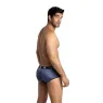 Slip uomo ANAIS in tulle a righe nero e blu navy, gambe corte, vestibilità sportiva