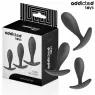 Set von 3 Analplugs ADDICTED TOYS aus medizinischem Silikon, progressive Größen klein mittel groß, Gesamtansicht des Sets.
