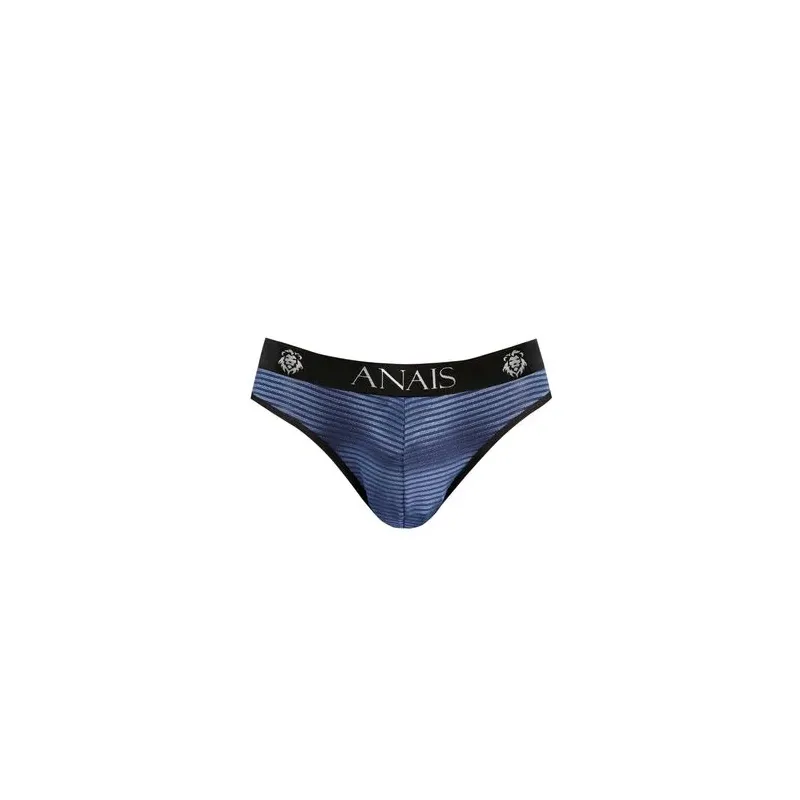 Slip homme ANAIS MEN en tulle rayé bleu marine, coupe ajustée et bande élastique large