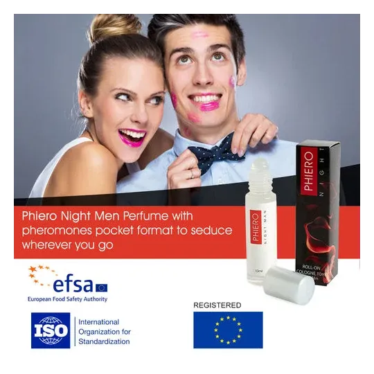 Pheromon-Parfüm Roll-on 10ml für Männer 500 COSMETICS Phiero Night Man mit 3 Pheromonen – schwarzes Etui