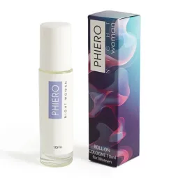 Phiero Night Woman parfum phéromones roll-on 10ml 500 Cosmetics – flacon rose pour attirance naturelle avec 4 phéromones